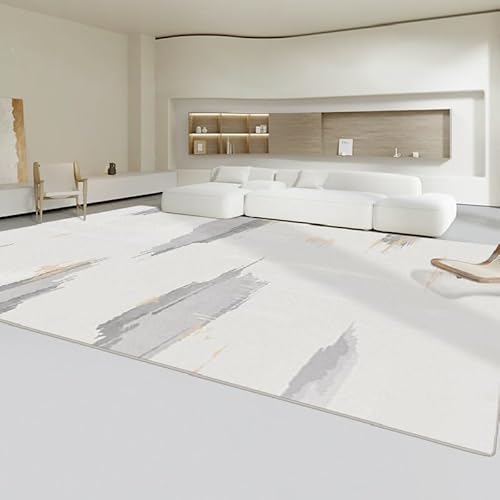 QJDTZMD Teppich groß 180 x 270 cm Wohnzimmerteppich Rutschfester Dekoration maschinenwaschbar Teppich für Schlafzimmer büro Moderne abstrakte Tinte grau beige von QJDTZMD