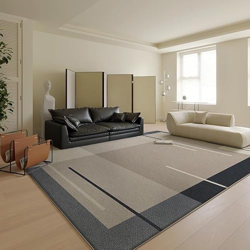 QJDTZMD Teppich groß 180 x 270 cm Wohnzimmerteppich Rutschfester Dekoration maschinenwaschbar Teppich für Schlafzimmer büro Moderne geometrische Linien grau blau von QJDTZMD