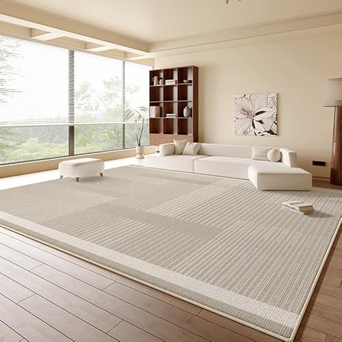 QJDTZMD Teppich groß 180 x 270 cm Wohnzimmerteppich Rutschfester Dekoration maschinenwaschbar Teppich für Schlafzimmer büro Moderne geometrische Linien grau von QJDTZMD
