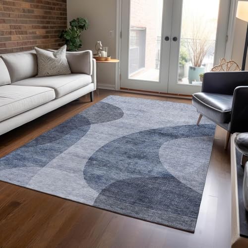 QJDTZMD Teppich groß 180 x 270 cm Wohnzimmerteppich Rutschfester Modern Dekoration maschinenwaschbar Teppich für Schlafzimmer büro Modernes minimalistisches Graublau von QJDTZMD
