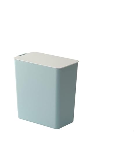 Haushaltsmülleimer, Küchenmülleimer, Mini-Schreibtisch-Mülleimer mit Deckel, kleiner Kunststoff-Abfallbehälter for das Home Office, wasserdichter blauer Schreibtisch-Mülleimer for Küche und Bad von QJFORU