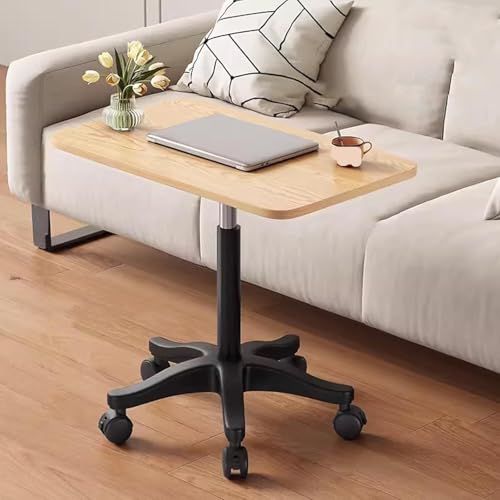 Klappbarer Esstisch, kleiner Computertisch, mobiler Laptop-Schreibtisch, kleiner Stehschreibtisch, pneumatisch verstellbarer Rollschreibtisch, rollender Computerwagen, Computertisch mit Rollen(Yellow) von QJFORU