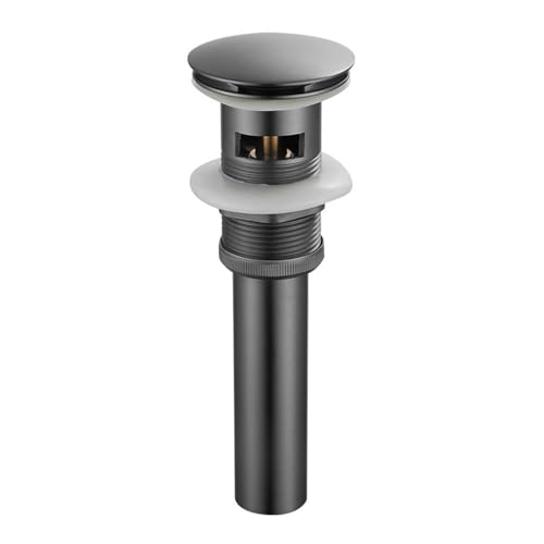 Pop Up Sink Plug,Basin Sink Waste Sink Plug, Basin with Plug Brass Push Button Drain Basin with Overflow for Bathroom(Gray) von QJFORU