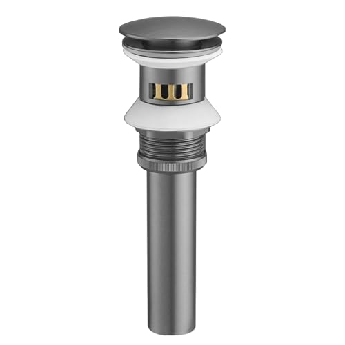 Pop Up Sink Plug,Basin Sink Waste Sink Plug, Pop Up Sink Basin and Plug, All Copper Drain,Gun Gray,with Overflow Hole(With overflow hole) von QJFORU