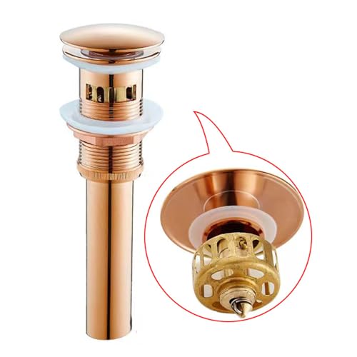 Pop Up Sink Plug,Basin Sink Waste Sink Plug, Pop Up Sink Without Overflow Rose Gold, Basin Basin and Overflow(There are holes) von QJFORU