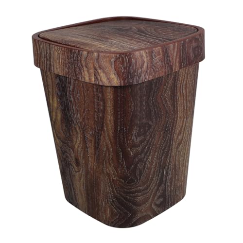 QJFORU Mülleimer for den Haushalt, Küchenmülleimer, Mülleimer im Vintage-Stil mit Schwingdeckel, kompakter Küchenabfalleimer, Mülleimerdeckel for Badezimmer, Büro, Hotel, Grau von QJFORU