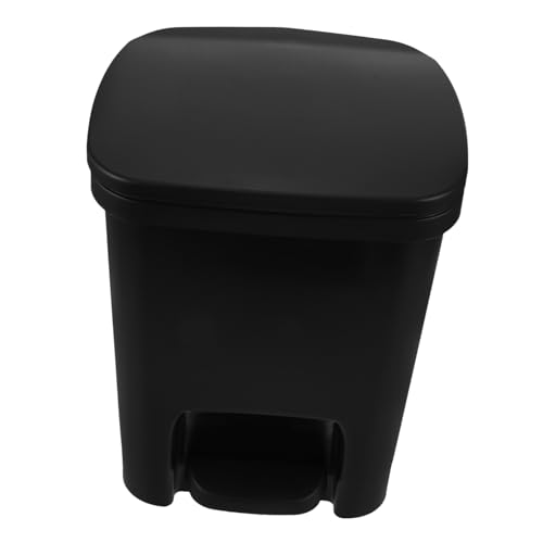 QJFORU Mülleimer for den Haushalt, Küchenmülleimer, Mülleimer mit Fußpedal, Mülleimerdeckel for Küche und Badezimmer, schwarz, kompakt, leise, leicht zu reinigender Kunststoff von QJFORU