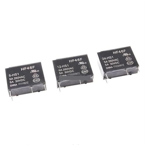 Relais 5PCS HF46F Relais 5A 4Pin HF46F-5-HS1 HF46F-12-HS1 HF46F-24-HS1 Leistungsrelais EIN Schließer 5 12 24 VDC 5A 250VAC(HF46F 12 HS1) von QJFORU