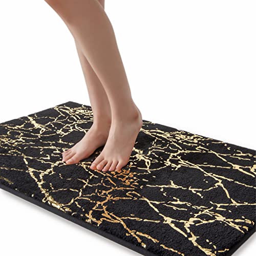 QJHOMO Badematte rutschfest waschbar Badvorleger, schwarz Badezimmerteppich, gold dekorativer Teppich luxus Bad Accessoires, weich Mikrofaser saugstark Badteppich für Badezimmer Badewanne, 60 x 120 cm QJHOMO Badematte rutschfest waschbar Badvorleger, schwarz Badezimmerteppich, gold dekorativer Teppich luxus Bad Accessoires, weich Mikrofaser saugstark Badteppich für Badezimmer Badewanne, 60 x 120 cm von QJHOMO