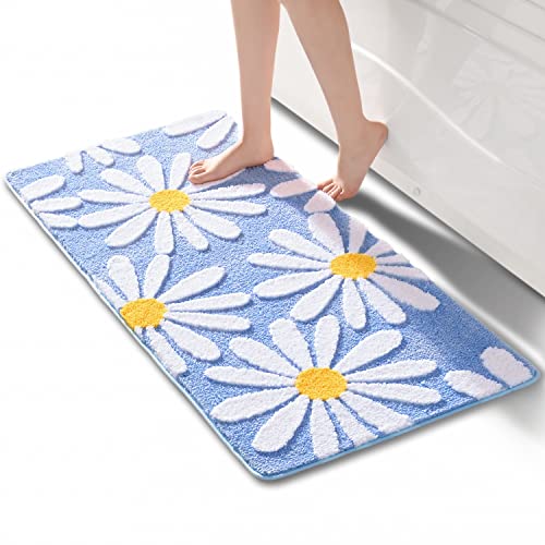 QJHOMO Blau Badezimmerteppich Niedliche Gänseblümchen Badematte rutschfest Waschbar Badteppich Weiße und Gelbe Blume Badvorleger Weiche Duschvorleger Absorbierende Badezimmer Teppich 60x120 cm QJHOMO Blau Badezimmerteppich Niedliche Gänseblümchen Badematte rutschfest Waschbar Badteppich Weiße und Gelbe Blume Badvorleger Weiche Duschvorleger Absorbierende Badezimmer Teppich 60x120 cm von QJHOMO