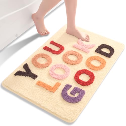 QJHOMO Beige Badezimmerteppich Bunt Badematte rutschfest Waschbar Badteppich niedlich Bad Deko Spaßig Badvorleger Weiche Mikrofaser Duschvorleger Absorbierende Badezimmer Teppich 55 x 81 cm QJHOMO Beige Badezimmerteppich Bunt Badematte rutschfest Waschbar Badteppich niedlich Bad Deko Spaßig Badvorleger Weiche Mikrofaser Duschvorleger Absorbierende Badezimmer Teppich 55 x 81 cm von QJHOMO