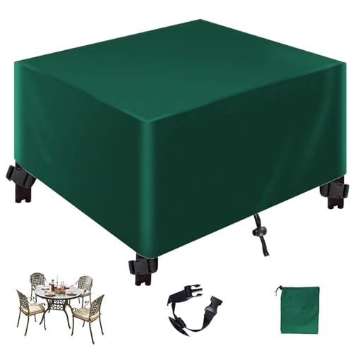 Abdeckung Gartenmöbel,Rechteckig 420D Oxford Winterfest Wasserdicht Anti-UV Schutzhülle für Outdoor Sofa Tisch Möbelsets,Mit Schnalle und Kordelzug-Green|| 140x140x100cm/55x55x39in von QJHSSM