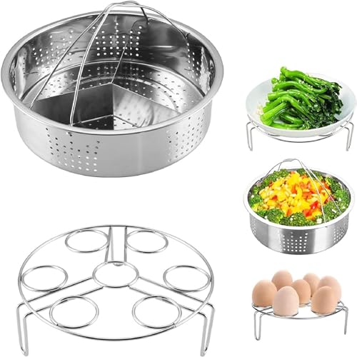 QJIRZB 3-teiliges Dampfkorb-Set aus Edelstahl, Trio-Trenner, langlebiges Schnellkochtopf-Zubehör, Dampfkorb mit Eier-Dampfgarer, Trennwand für Schnellkochtopf, Instant Pot QJIRZB 3-teiliges Dampfkorb-Set aus Edelstahl, Trio-Trenner, langlebiges Schnellkochtopf-Zubehör, Dampfkorb mit Eier-Dampfgarer, Trennwand für Schnellkochtopf, Instant Pot von QJIRZB