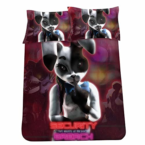 QJIRZB FNAF Bettbezug-Set mit 2 Kissenbezügen, FNAF 3-teiliges Bettwäsche-Set, Einzelbett/Doppelbett/Kingsize-Bettwäsche-Set für Erwachsene, Teenager, Kinder – King (230 x 220 cm) (Typ 5, von QJIRZB