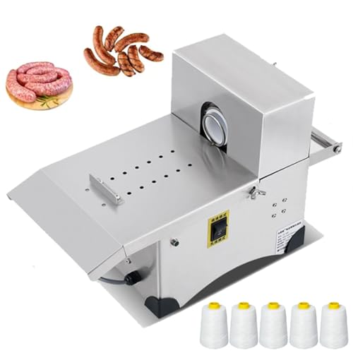 QJJML Elektrische Wurstbindemaschine + 5 Stück Schnur, Wurstbindegerät mit 45 mm Durchmesser, Edelstahl, einstellbare Länge, Zwei Modi von QJJML