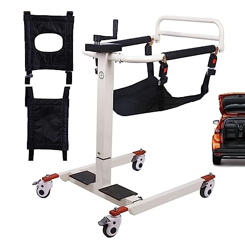 QJJML Patient Lift Transfer Chair w/Brake,Stahl Transport Rollstuhl Transfer Maschine tragbare Dusche Stuhl Bettseite Kommode für Behinderte ältere Menschen von QJJML