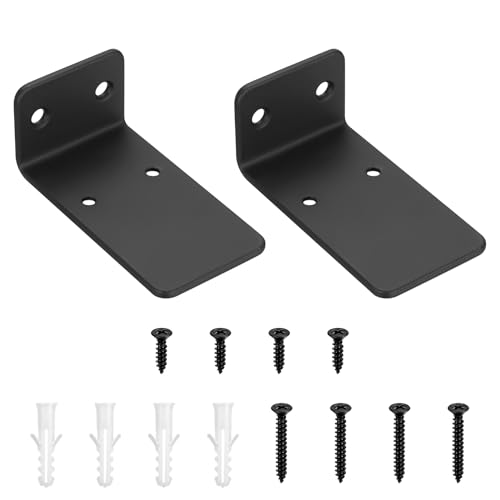 2 Stück Regalhalterung Unsichtbare Regalträger & -stützen, 9cm Schwerlast Regalwinkel, Schwarz Schwimmende Wandhalterung Regalbrett Halterung, Schwebende Tablarträger für Regale von QJKEJI