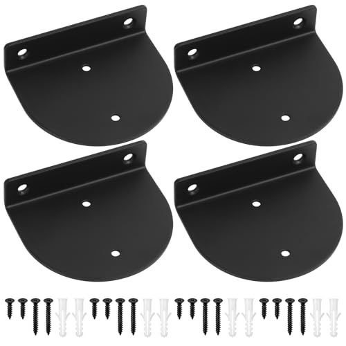 4 STK Schwebende Regalhalterung Unsichtbare Wandregal Halterungen, Halbkreis Wandhalterungen Regal, Schwarz Regalträger Wandmontage, Schwerlast Regalwinkel für Schweberegal Regalbrett Halterung von QJKEJI