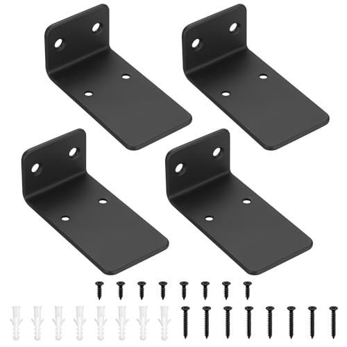 4 Stück Regalhalterung Unsichtbare Regalträger & -stützen, 9cm Schwerlast Regalwinkel, Schwarz Schwimmende Wandhalterung Regalbrett Halterung, Schwebende Tablarträger für Regale von QJKEJI