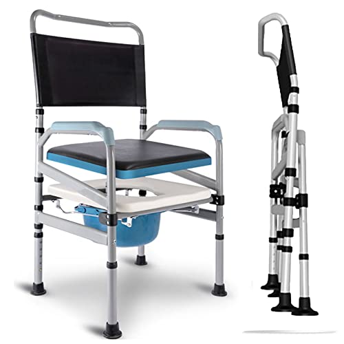 Toilettenstuhl, Höhenverstellbarer Klappbarer Tragbarer Pflege Stuhl, Nachtstuhl WC-Stuhl mit rutschfeste Gummifüße, Duschstuhl Töpfchenstuhl für Ältere Behinderte Schwangere Frauen von QJSZMEI