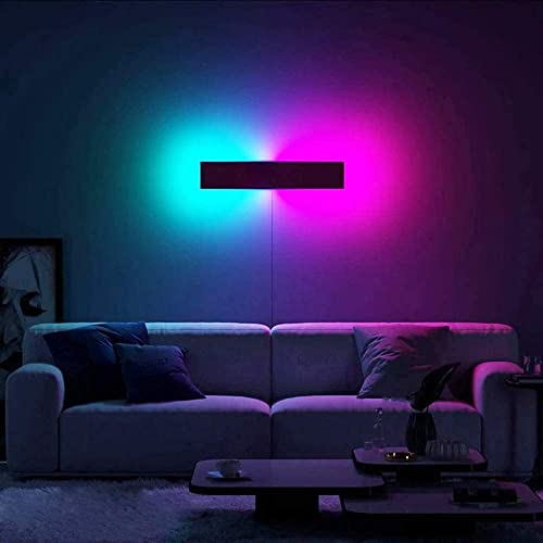 QJUZO RGB Gaming Wandleuchte 40cm LED Wandlampe Innen mit Fernbedienung, Bunt Dimmbar Beleuchtung für Wohnzimmer Schlafzimmer Kinderzimmer Gaming Room von QJUZO
