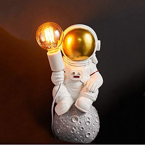 QJUZO Modern Wandleuchte mit Stecker und Kabel, Kinder Wandlampe Kinderzimmer für Jungen Mädchen, Astronaut Nachtlicht E27 Wandbeleuchtung, Weiß von QJUZO