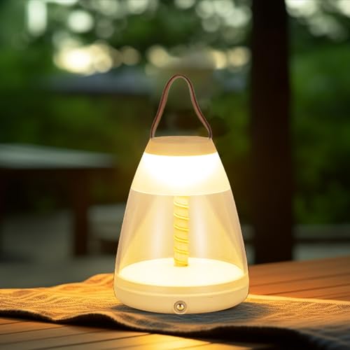 QJUZO Akku Nachttischlampe Touch Dimmbar, Tragbare LED Outdoor Tischlampe USB Aufladbar Tischleuchte kinder mit Griff, Nachttischlampe Ohne Kabel, Warmweiß von QJUZO