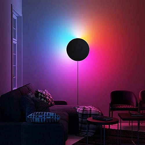 QJUZO RGB LED Wandleuchte Dimmbar mit Fernbedienung und Steckdose Moderne Wandlampe Farbwechsel Farbige LED Wandleuchten für Flur Kinderzimmer Treppenhaus Wohnzimmer Schlafzimmer von QJUZO