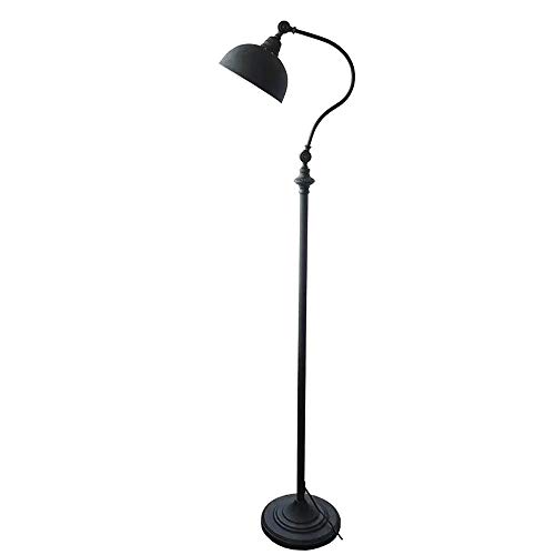 QJUZO Vintage LED Stehlampe Dimmbar mit Fernbedienung Industrial Design Stehleuchte Metal Schwarz Leselampe e27 9W für Wohnzimmer, Schlafzimmer, Büro von QJUZO