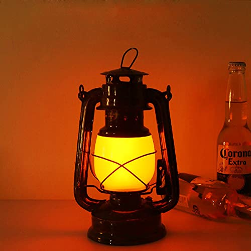 QJUZO Vintage Tischlampe Mit Batterie, Rustikale Garten Aufladbar Tischlampe, Kabellos LED Akku Schreibtischlampe Retro Laterne Für Bar Restaurant Schlafzimmer Küche Flur Camping, Bronze ,Flame light von QJUZO