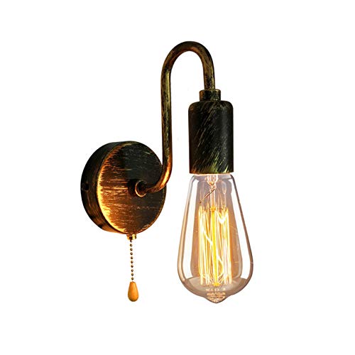 QJUZO Vintage Wandlampe mit Schalter, Industrial Innen Retro Wandleuchte, Küche Landhaus Flurlampe Metall Treppenhaus Schlafzimmer Wandbeleuchtung, E27,Bronze von QJUZO