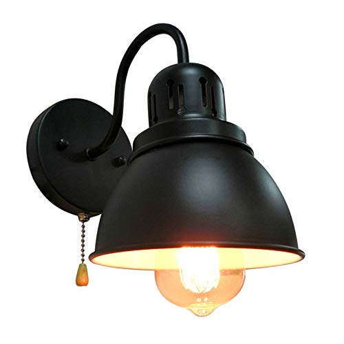 QJUZO Wandlampe Küche Mit Schalter, E27 Retro Industrielle Wandleuchte Nachttischlampe Leselampe Vintage Schwarz Schmiedeeisen Wandbeleuchtung Für Wohnzimmer Schlafzimmer Badezimmer Esszimmer Flur von QJUZO