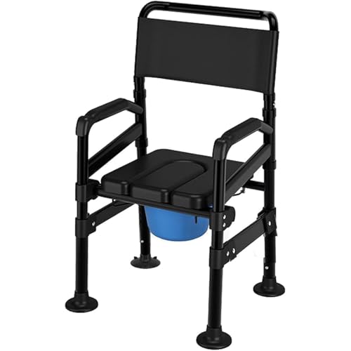 QJWM Toilettenstuhl Mit Armlehne Rückenlehne Toilettenstuhl Höhenverstellbar Toilettenstuhl Für Senioren Mit Gepolsterter Sitzplatte Und Toiletteneimer A von QJWM