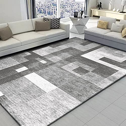 QJWY-Home Moderner Groß flächiger Rug Schlaf Zimmer Wohnzimmer Rechteckigen Antirutsch Teppich Schwarzes und graues geometrisches quadratisches Mosaik 100X160CM von QJWY-Home