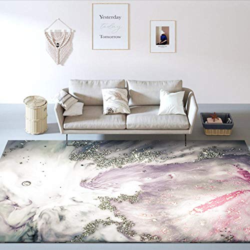 QJWY-Home Moderner Groß flächiger Rug Schlaf Zimmer Wohnzimmer Rechteckigen Antirutsch Teppich Vergoldetes Seegrau Pink 200CM X 300CM von QJWY-Home