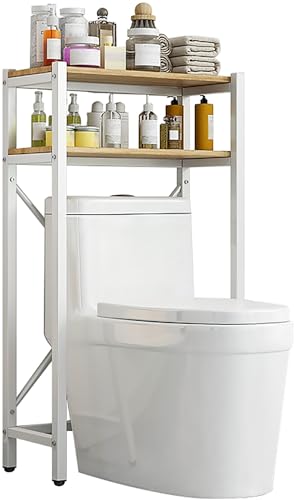 QKBMFK 2-stöckiges Wäschetrommel-Aufbewahrungsregal, ohne Bohren, platzsparend, Badezimmer-Aufbewahrungsregal über der Toilette, multifunktional, robust, verstellbar White-C-2 Layer von QKBMFK