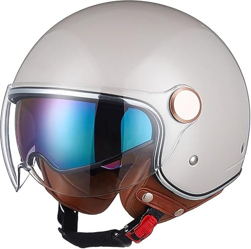 Vintage Motorrad Jethelme 3/4 Open Face Motorbike Half Helm mit Doppelvisier ECE Approved Electric Bicycle Scooter Helmet Crash Helmet Roller Helm für Damen Herren C,XL=59-60CM Vintage Motorrad Jethelme 3/4 Open Face Motorbike Half Helm mit Doppelvisier ECE Approved Electric Bicycle Scooter Helmet Crash Helmet Roller Helm für Damen Herren C,XL=59-60CM von QKBMFK