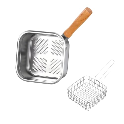 Multifunktions-Fritteuse aus Edelstahl mit Korb, tragbarer Kochtopf für draußen, für Pommes Frites, Hähnchen usw. (C) von QKCQQTS