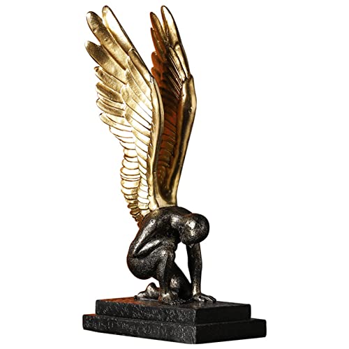 QKFON Engelsredemption Statue, gefallener schwarzer Engel Handwerk Ornament Kreative Flügel Schweben Harz Dekoration für Haus Garten Veranda Wohnzimmer Theke Dekor von QKFON