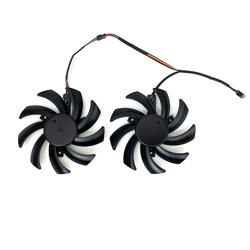QKFTCSDW 2 Stück FDC10H12S9-C FD7010H12S 4PIN Lüfter kompatibel mit HD6850 HD6970 HD7870 2G HD7950 HD7970 XFX R9 270X 280X Grafiklüfter(Black 2-Fan FD7010) von QKFTCSDW
