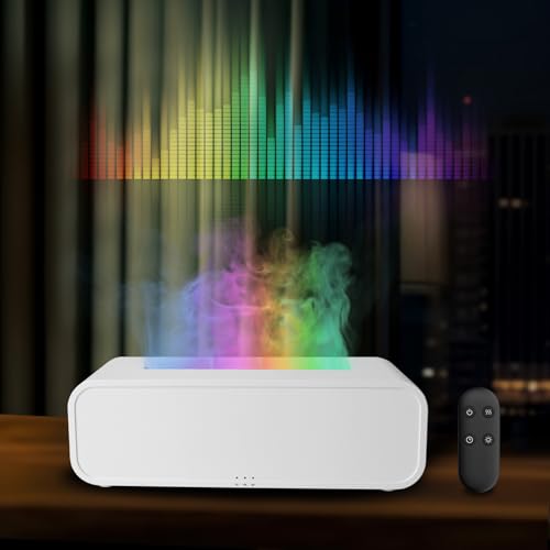 QKTYB Diffuser äTherische öLe 7 Farben, Flame Diffuser Musik Aktiviert, Wasserlos Automatisches Abschalten Aroma Diffuser, 3 Zeitvoreinstellungen Diffuser Flammeneffekt 250 Ml Fernbedienung von QKTYB