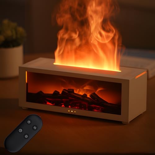 QKTYB Diffuser äTherische öLe, 7 Farbenfrohe Kaminflammen Luftbefeuchter Schlafzimmer, Wasserloser Abschaltung Defuser Luft Aroma öLe, 3 Timer Aroma Diffuser Mit Fernbedienung Weihnachtsgeschenke von QKTYB