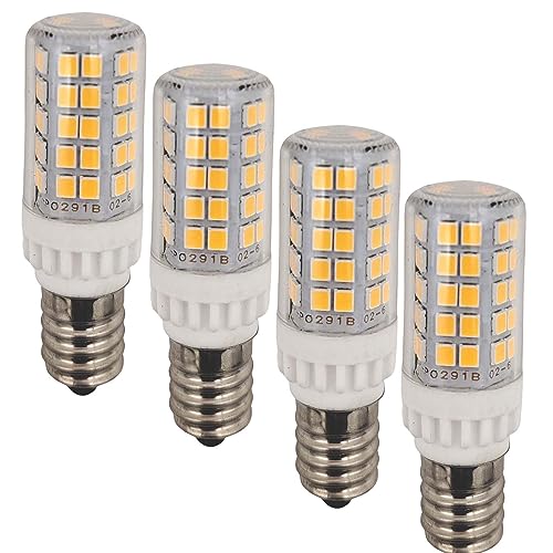 QLEE LED E14 Mikrowellenlampe 5W Äquivalent 60 W für Gerät Deckenventilator Nähen Kühlschrank Spender Kronleuchter Licht E14 Europäische Basis Glühbirne Tageslicht 4er Pack von QLEE