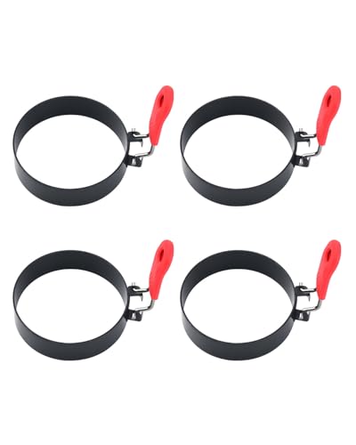 QLEUIFT 4 pcs Edelstahl Runde Omelettform Antihaft Runde Eierringe Spiegeleierformen Für Die Pfanne,Antihaftbeschichtet-Hitzebeständigem von QLEUIFT
