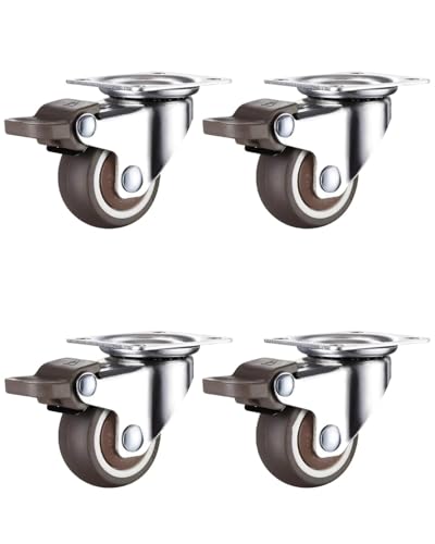QLEUIFT 4 pcs Möbelrollen mit Gewinde Möbelrollen m6 Gewinde Lenkrollen für Möbel Gummi Transportrollen Schwerlastrollen Rollen für Möbel Schwerlastrollen Strandkorbrollen, Mit Bremsfunktion von QLEUIFT