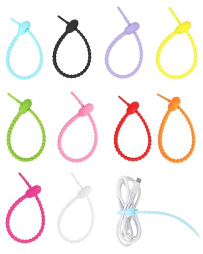 QLEUIFT Silikon Krawatten 40 pcs Bunte Silikon Kabelbinder Wiederverwendbare Brot-Krawatte Tasche Clip Krawatten für Beutel Verschluss Kabelmanagement,15 cm von QLEUIFT