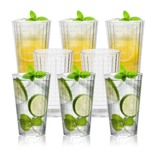 8 Stück Wassergläser Set, 280ml Trinkgläser Kunststoffbecher, Transparen Camping Gläser Kinderbecher Plastik Bruchfest Drinking Glass, Stapelbar Kunststoff Saftgläser Plastikgläser ﻿ (8pcs, 280ml) von QLFJ-FurDec