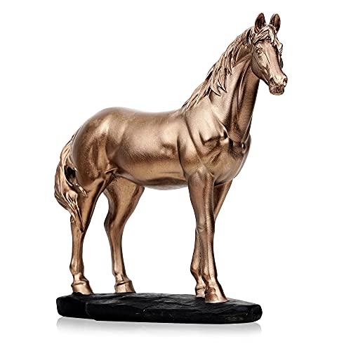 Statue Skulptur Pferd Deko, Kunstharz Pferdekopf Dekoration, Vintage Pferd Statue Dekoration Hat Eine Erfolgreiche Bedeutung, Tier Sammlerstück Ornament für Desktop, Büro, Wohnzimmer 31.5*9*28cm von QLFJ-FurDec
