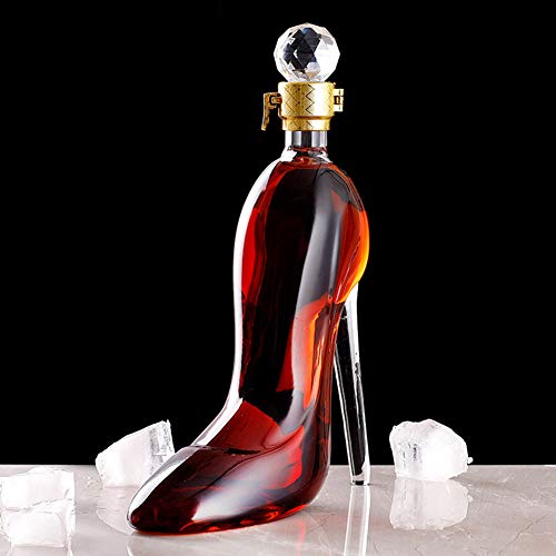 QLIGHA 350ML / 750ML Exquisite Weinkaraffe, High Heels Form mundgeblasen bleifreies Kristallglas Dekantierbelüfter, Home Decoration Kreative Weinflasche von QLIGHA