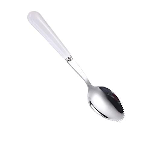 QLLQ Hilfs Fütterung Baby Edelstahl Löffelkopf Obst Grobkorn Schabelöffel (weiß), Stainless Steel von QLLQ